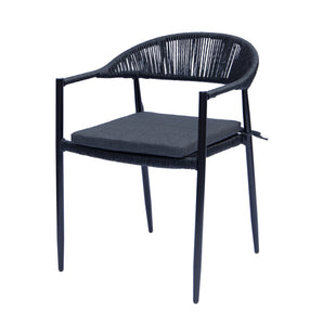 Nødebo stol i Aluminium med Polyrattan-flet og Hynde – Sort
