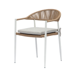 Nødebo stol i Aluminium med Polyrattan-flet og Hynde – Hvid